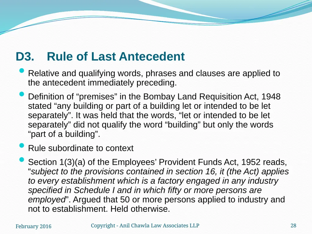 Interpretation of Statutes and Agreements in India - slide 28 of 65