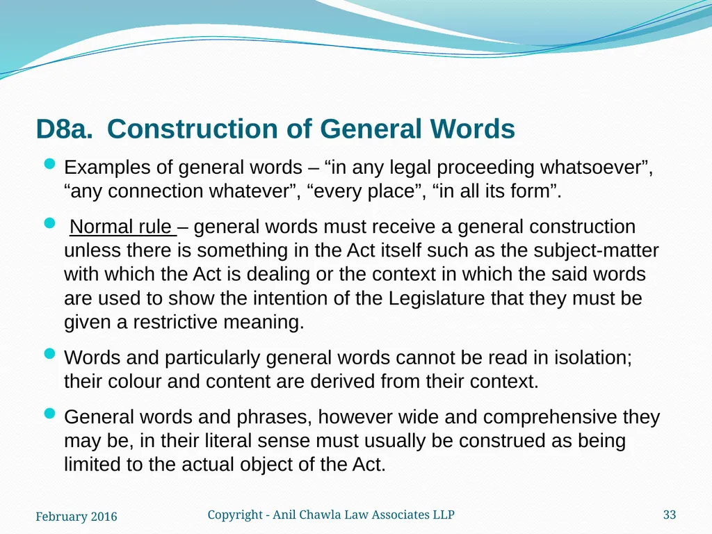 Interpretation of Statutes and Agreements in India - slide 33 of 65