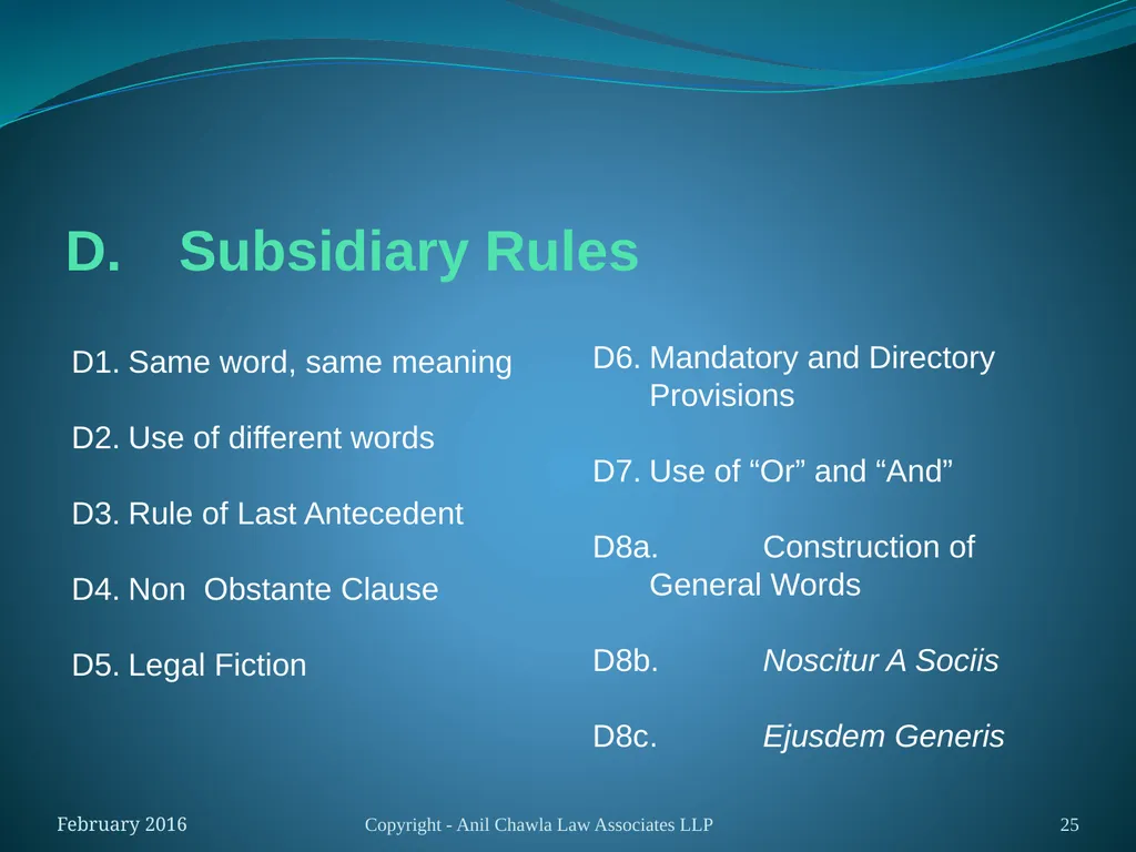 Interpretation of Statutes and Agreements in India - slide 25 of 65