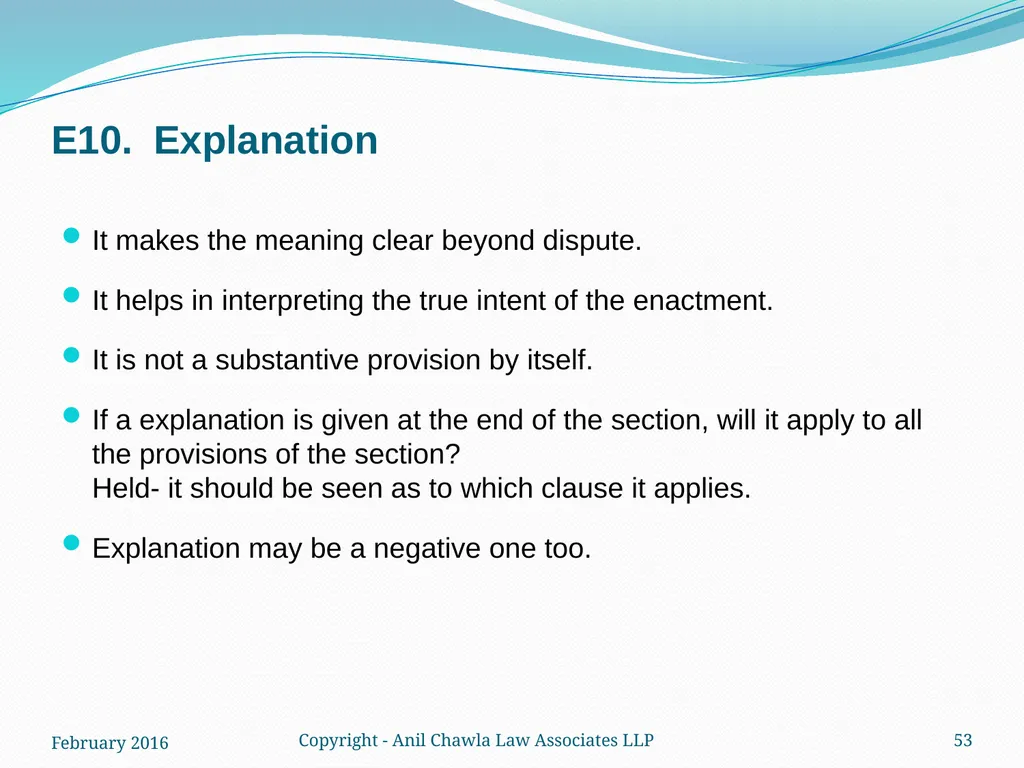 Interpretation of Statutes and Agreements in India - slide 53 of 65