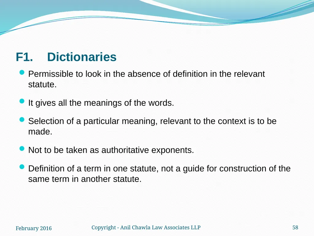 Interpretation of Statutes and Agreements in India - slide 58 of 65