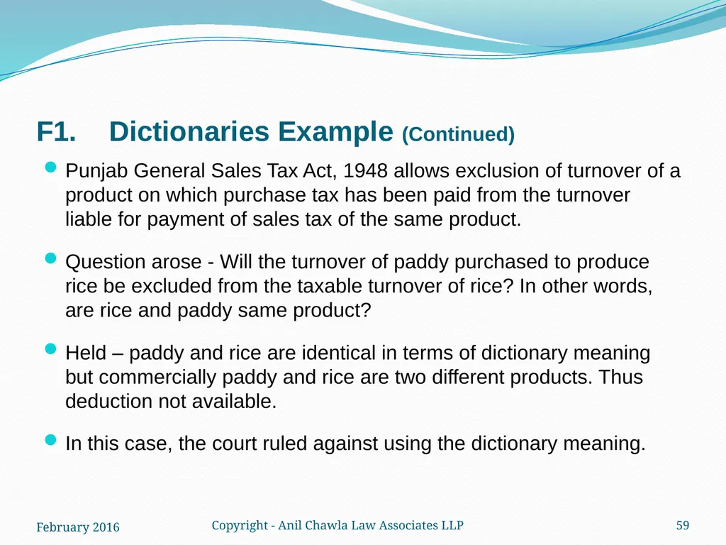 Interpretation of Statutes and Agreements in India - slide 59 of 65