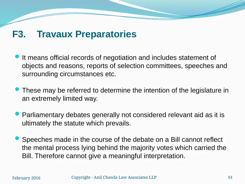 Interpretation of Statutes and Agreements in India - slide 61 of 65