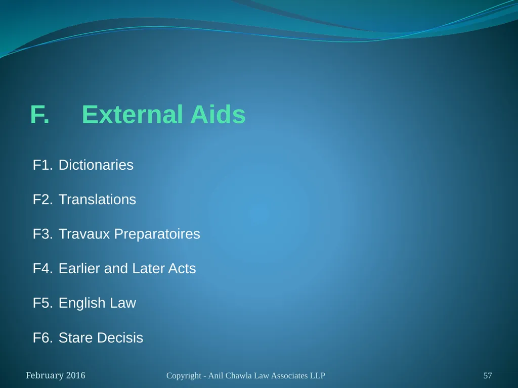 Interpretation of Statutes and Agreements in India - slide 57 of 65