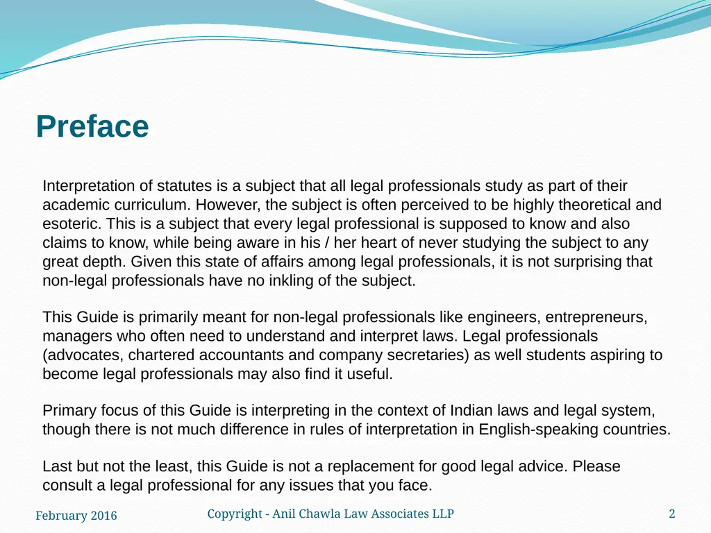 Interpretation of Statutes and Agreements in India - slide 2 of 65