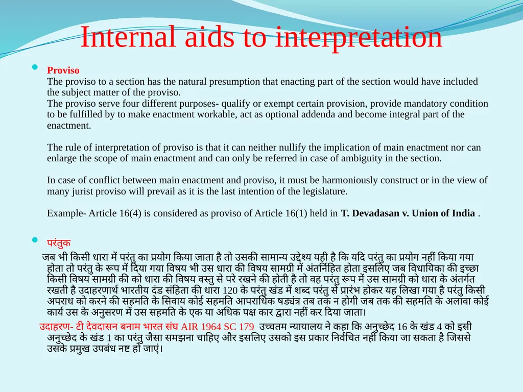 Interpretation of statute Unit III Internal aids - slide 14 of 15