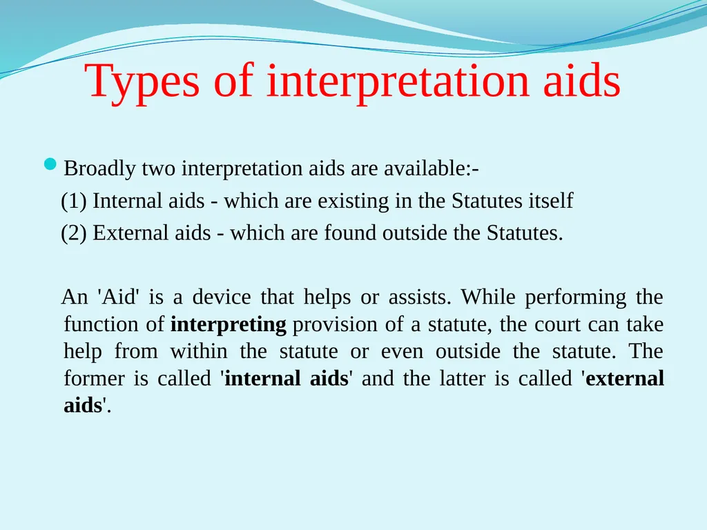 Interpretation of statute Unit III Internal aids - slide 2 of 15