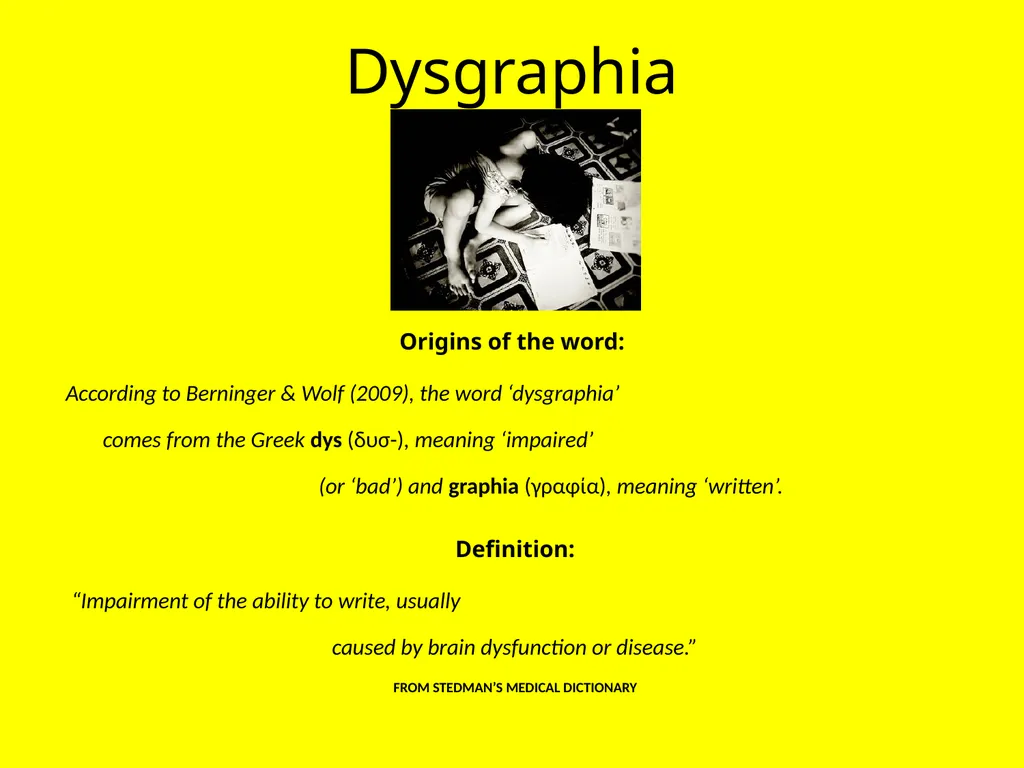 Dysgraphia: A Resource Guide FS Thompson - slide 2 of 17