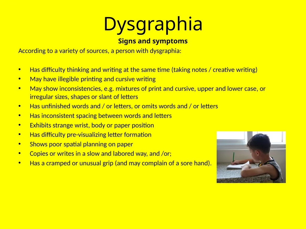 Dysgraphia: A Resource Guide FS Thompson - slide 3 of 17
