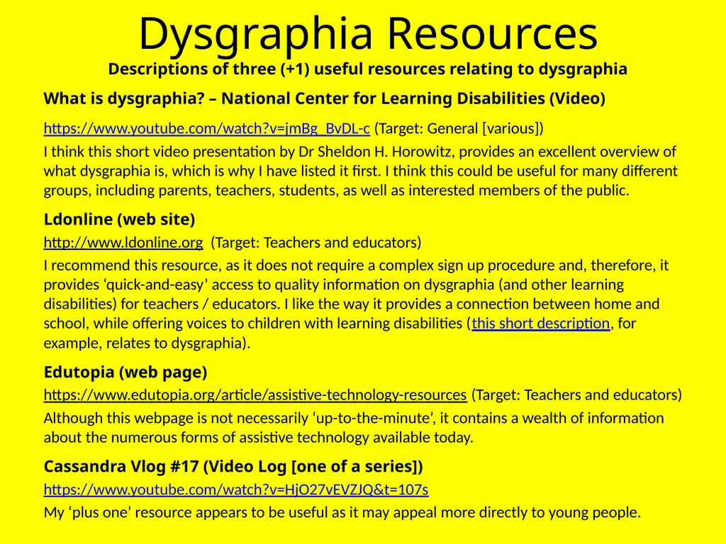 Dysgraphia: A Resource Guide FS Thompson - slide 16 of 17