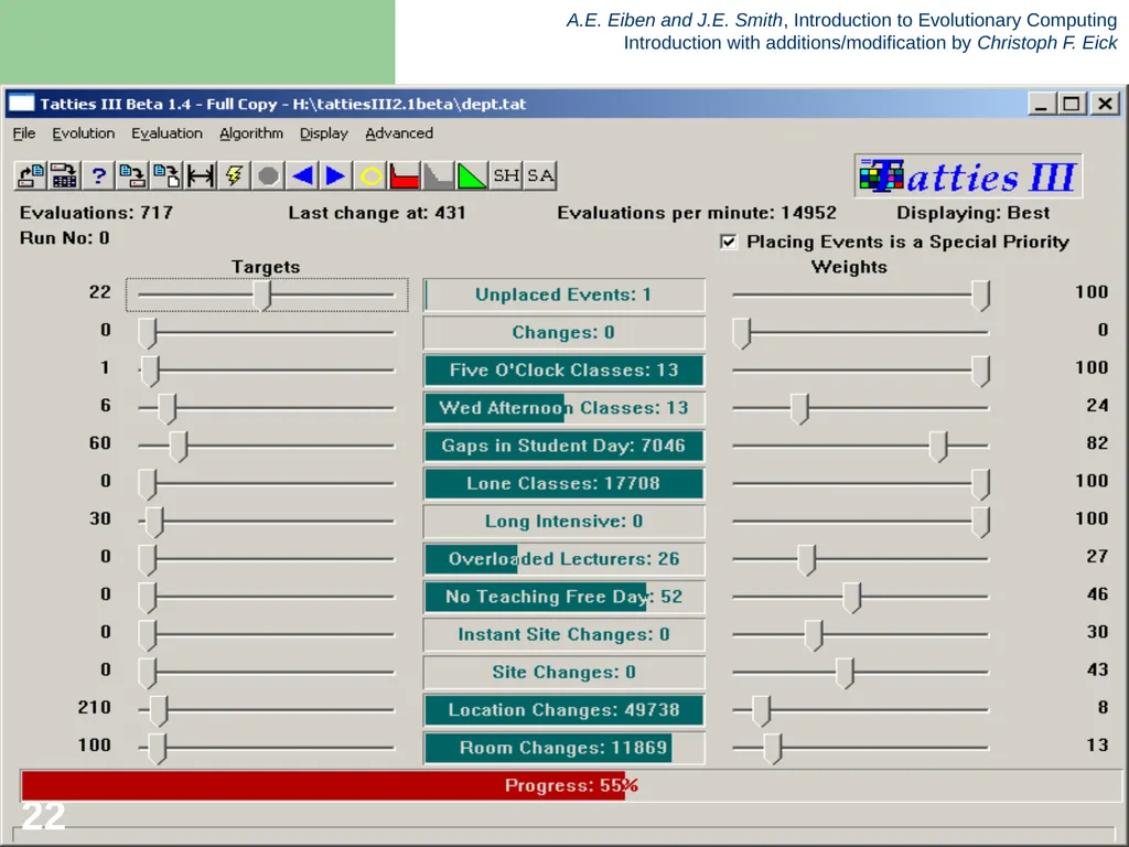 Introduction to Evolutionary Computing 1 News Feb. - slide 22 of 31