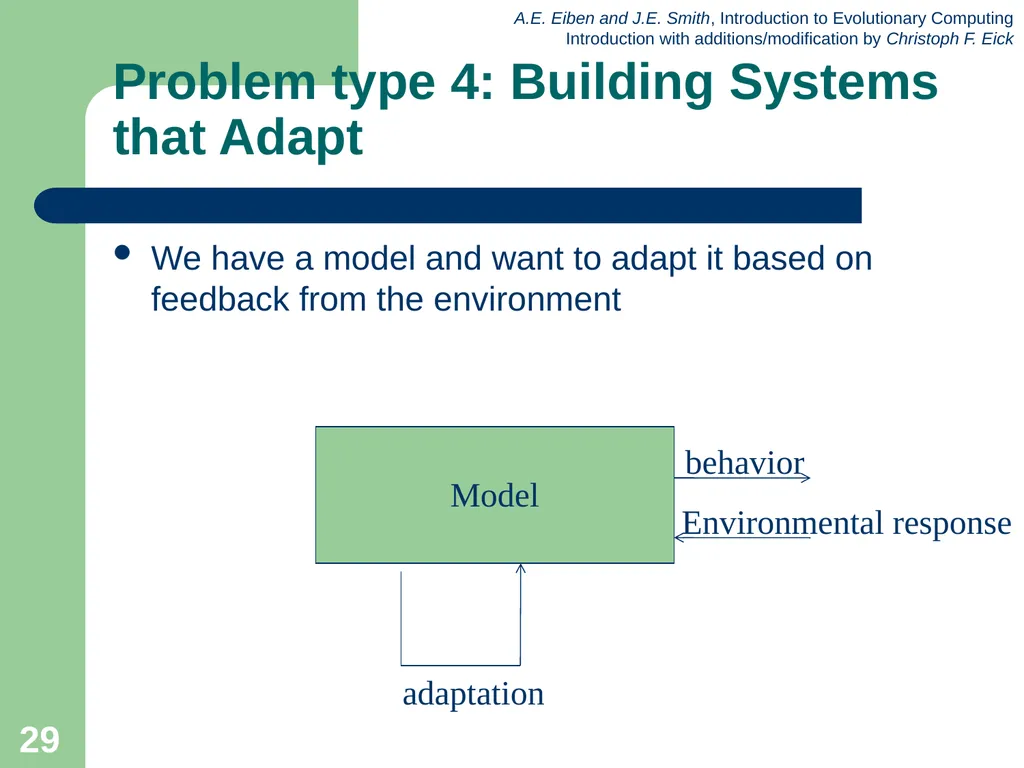 Introduction to Evolutionary Computing 1 News Feb. - slide 29 of 31