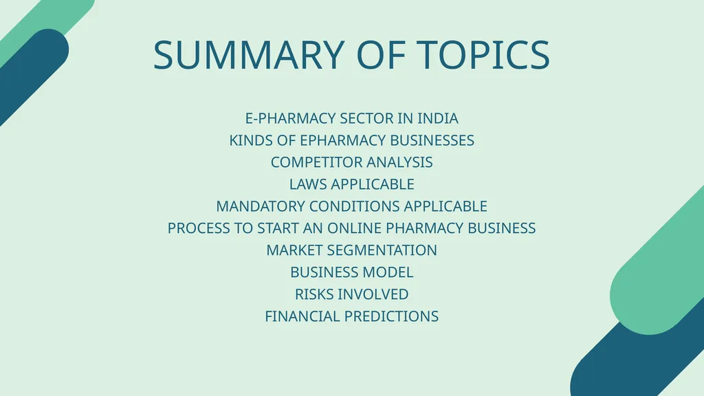 BUSINESS PLAN TO START AN ONLINE PHARMACY BUSINESS - slide 2 of 32