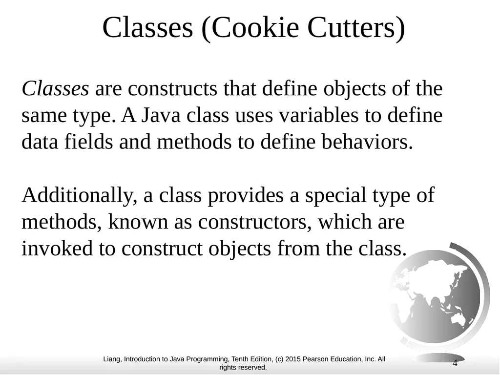1 Chapter 10 Objects and Classes CS1: Java - slide 4 of 65