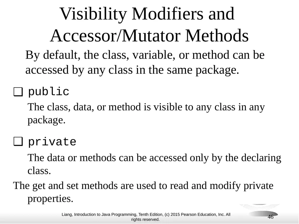 1 Chapter 10 Objects and Classes CS1: Java - slide 46 of 65