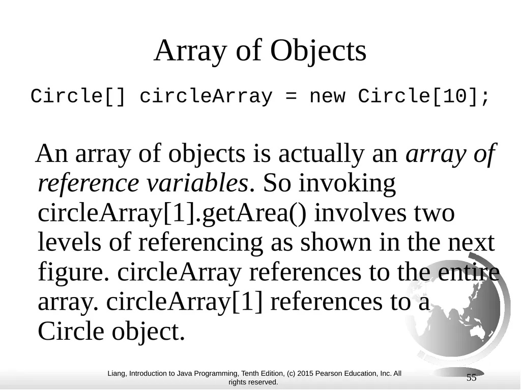 1 Chapter 10 Objects and Classes CS1: Java - slide 55 of 65