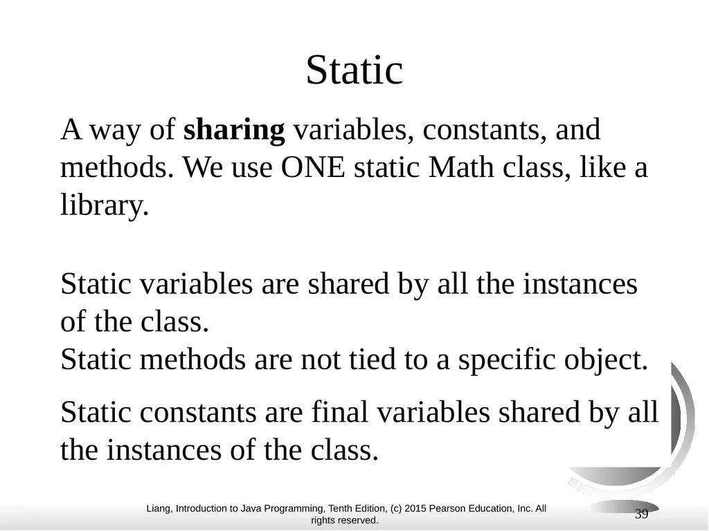 1 Chapter 10 Objects and Classes CS1: Java - slide 39 of 65