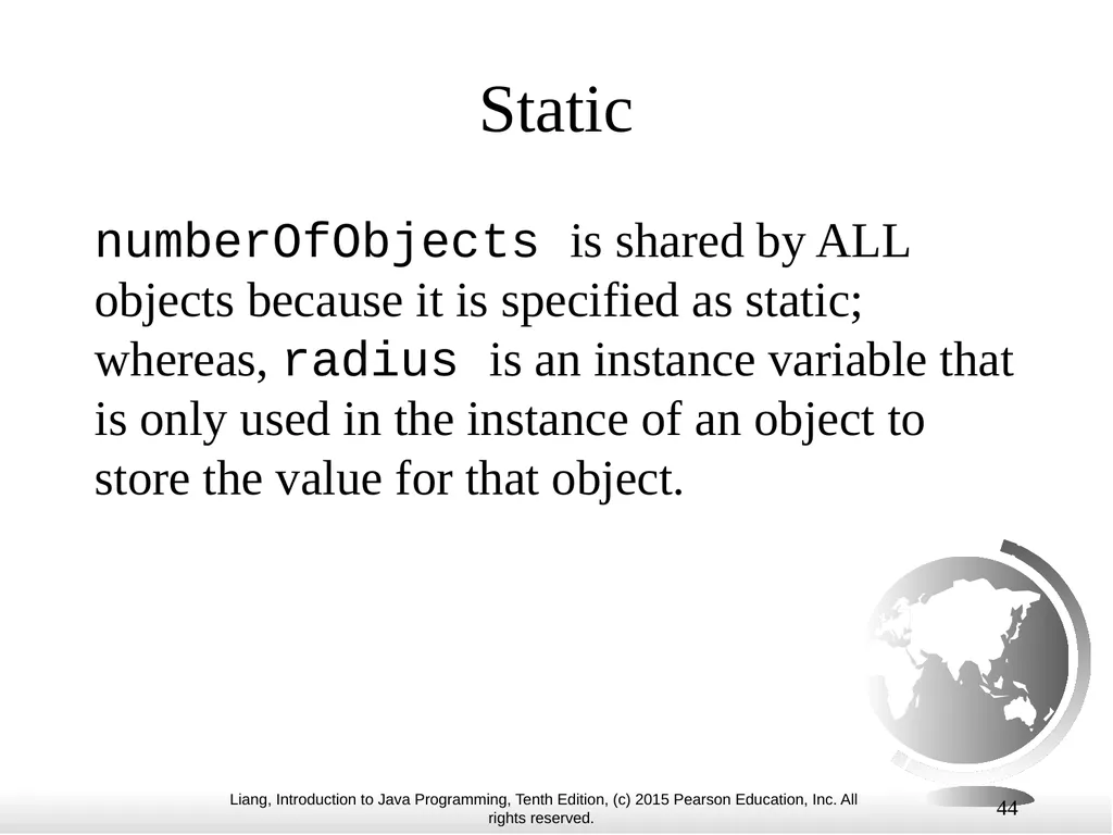 1 Chapter 10 Objects and Classes CS1: Java - slide 44 of 65