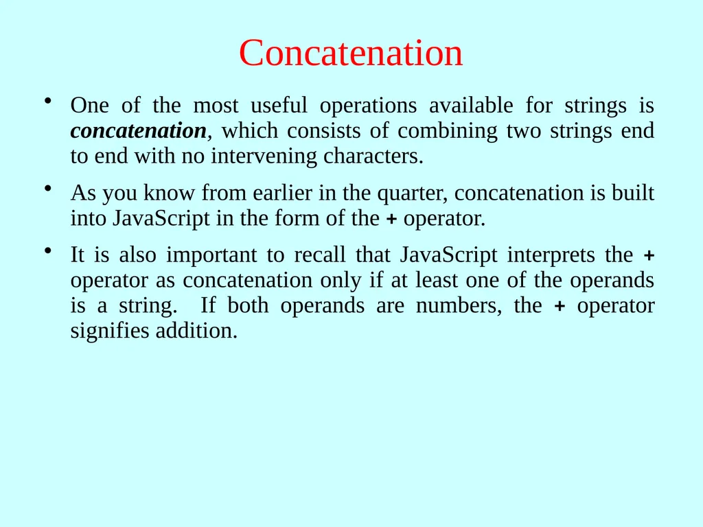 Strings in JavaScript Eric Roberts and Jerry Cain - slide 9 of 21