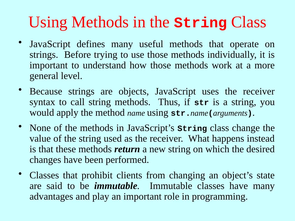 Strings in JavaScript Eric Roberts and Jerry Cain - slide 7 of 21