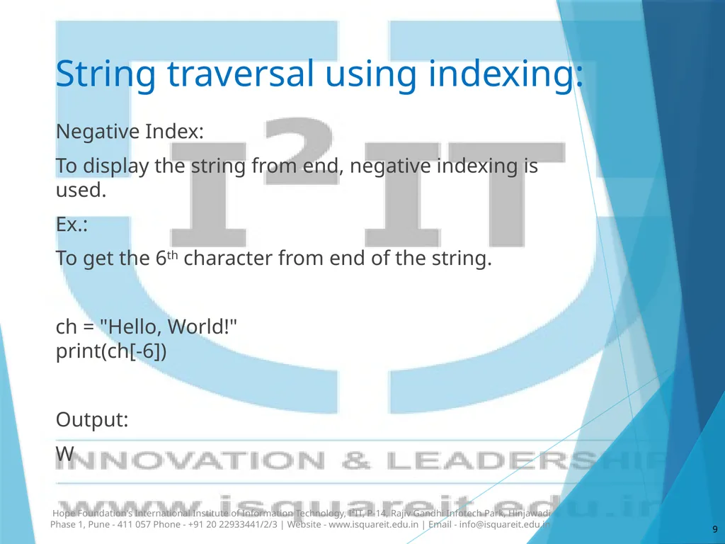 Strings in Python Dr. Varsha Degaonkar Department - slide 9 of 29