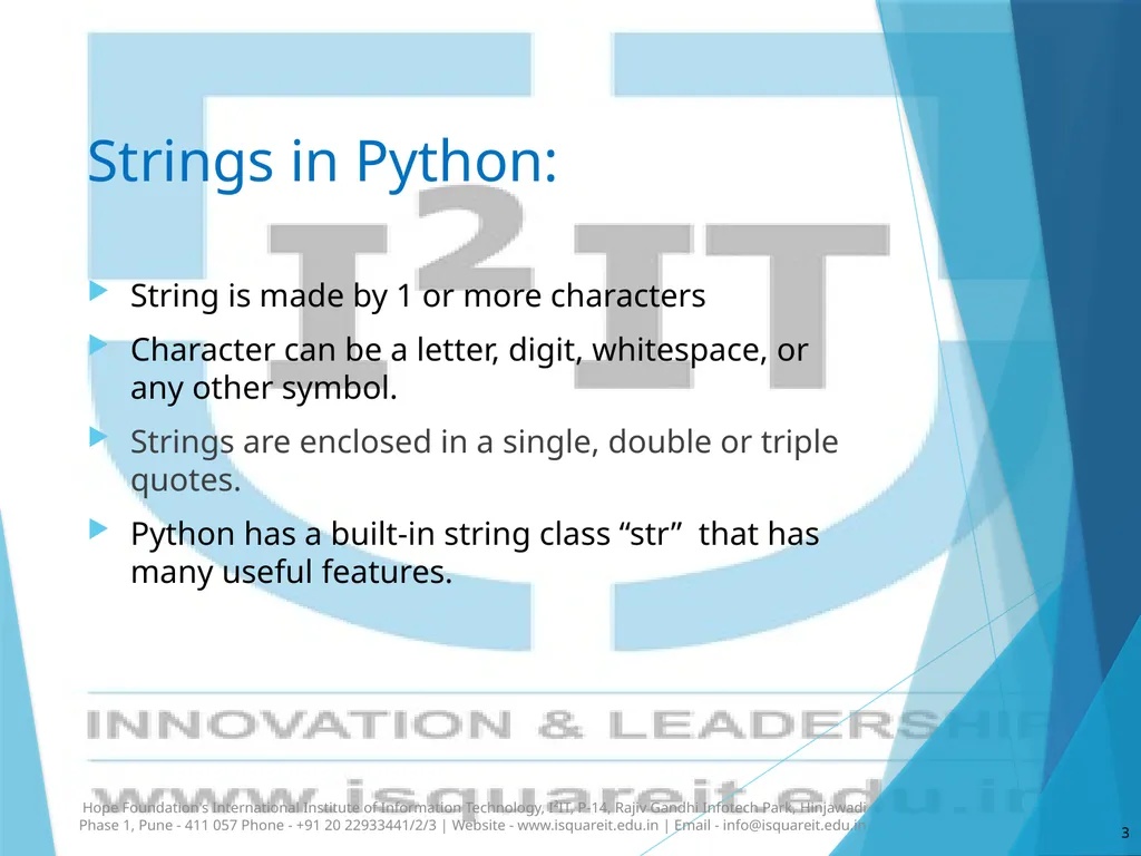 Strings in Python Dr. Varsha Degaonkar Department - slide 3 of 29