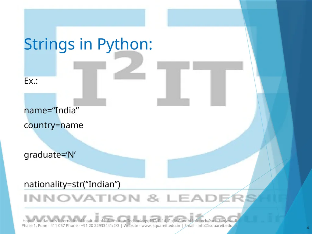 Strings in Python Dr. Varsha Degaonkar Department - slide 4 of 29