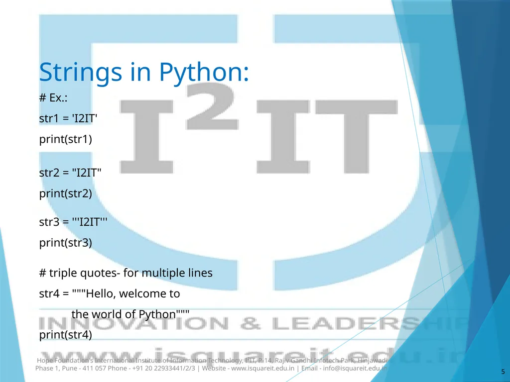 Strings in Python Dr. Varsha Degaonkar Department - slide 5 of 29