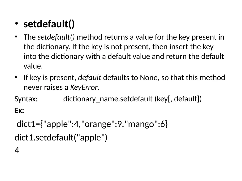 Dictionaries A dictionary is mutable and is - slide 27 of 31