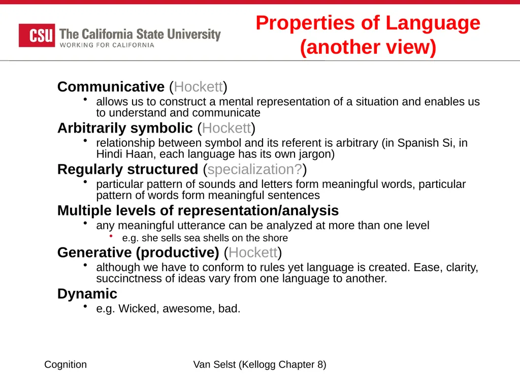 COGNITION Chapter 8: Language Fundamentals of - slide 10 of 38