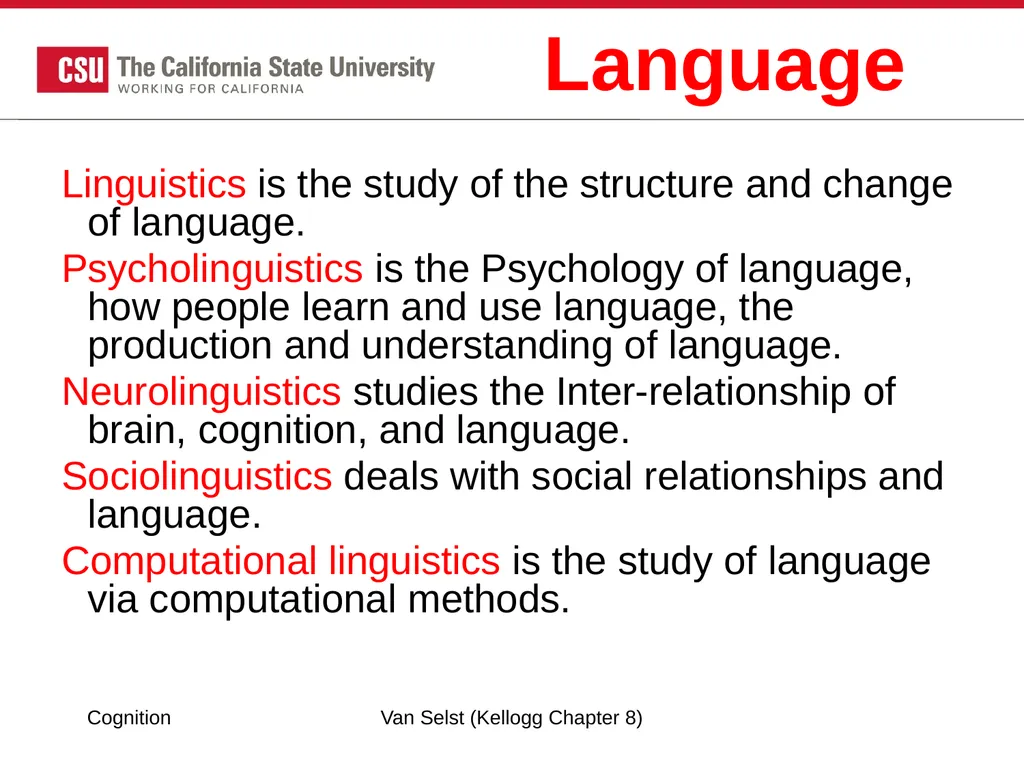 COGNITION Chapter 8: Language Fundamentals of - slide 12 of 38