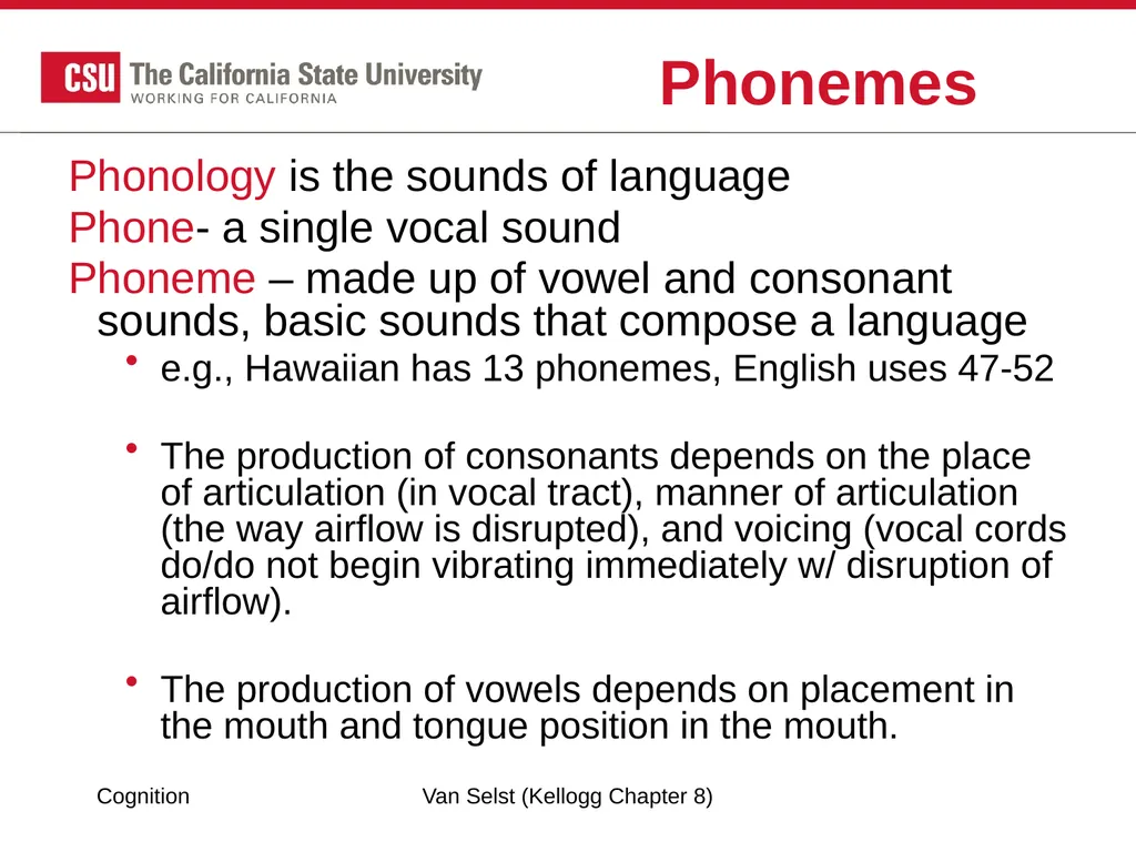 COGNITION Chapter 8: Language Fundamentals of - slide 18 of 38