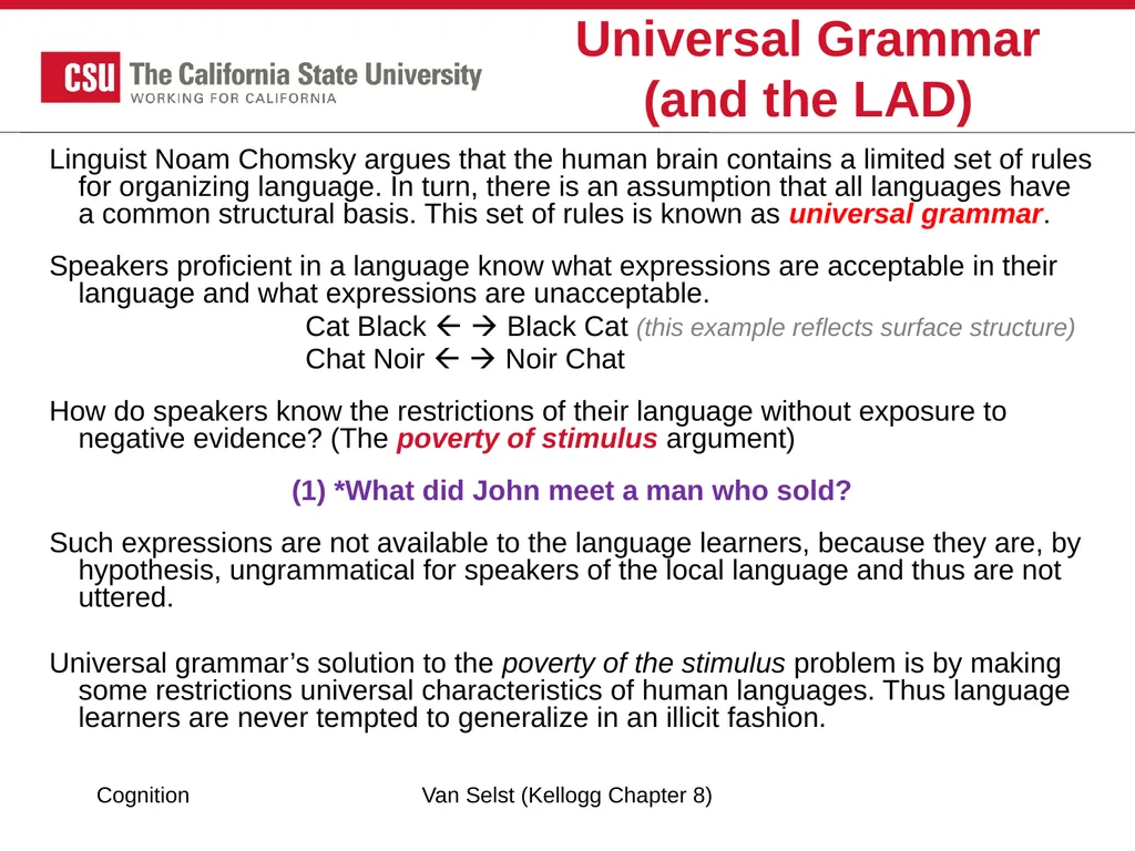 COGNITION Chapter 8: Language Fundamentals of - slide 27 of 38