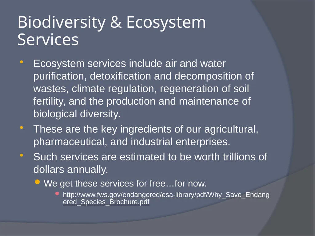 Extinctions: The End of Biodiversity What is - slide 18 of 19