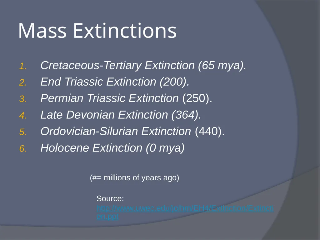 Extinctions: The End of Biodiversity What is - slide 7 of 19