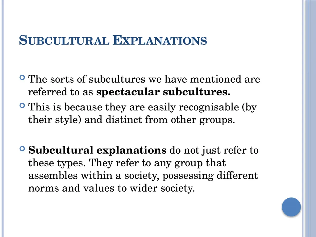 Subcultural Explanations for Crime & Deviance G674 - slide 4 of 46