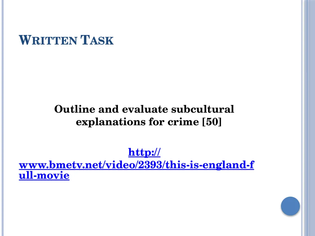 Subcultural Explanations for Crime & Deviance G674 - slide 46 of 46