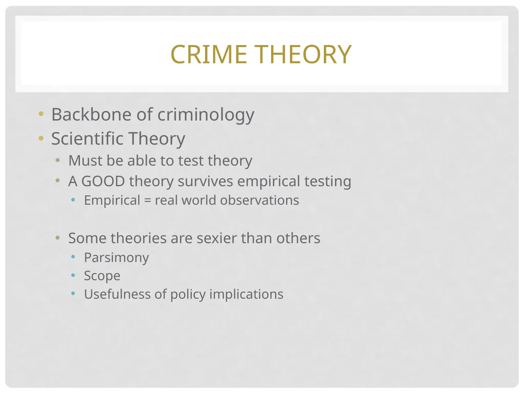 Introduction to Criminology Defining Criminology - slide 18 of 30