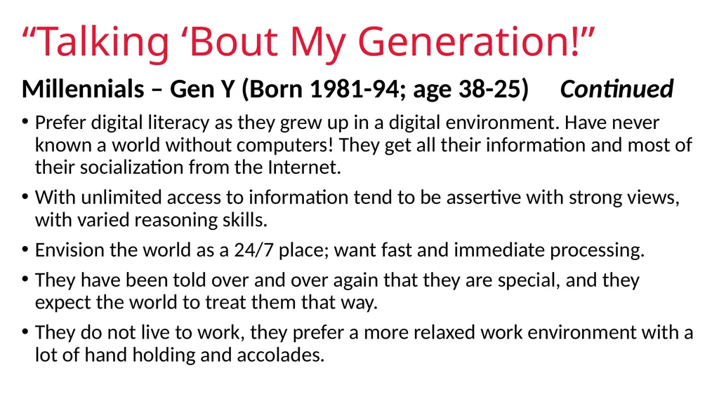 GENERATION AN INTRODUCTION Generational Studies - slide 13 of 26