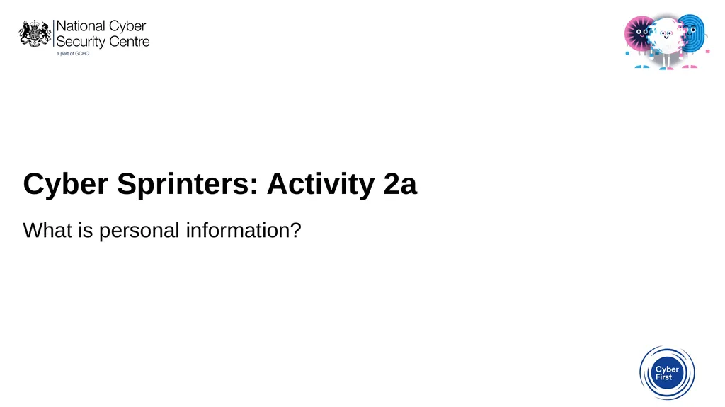 Cyber Sprinters: Activity 2a What is personal - slide 1 of 9
