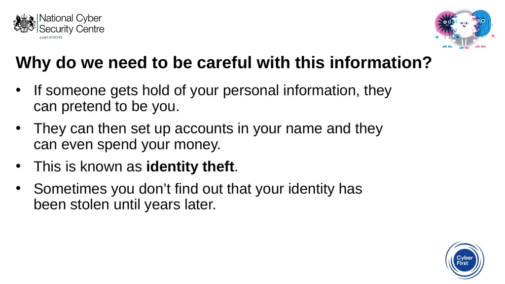 Cyber Sprinters: Activity 2a What is personal - slide 5 of 9
