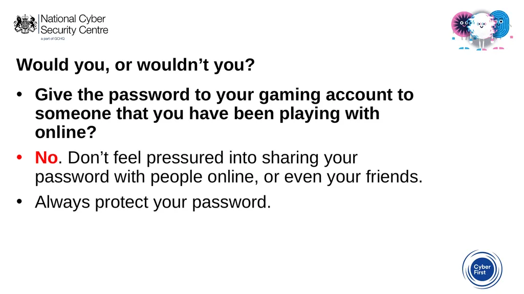 Cyber Sprinters: Activity 2a What is personal - slide 8 of 9