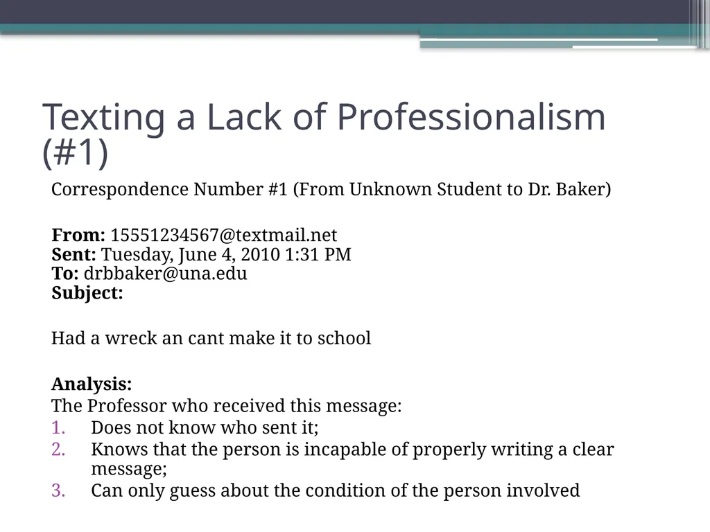 Writing Contexts: E-mail or Text? Dr. Robert T. - slide 5 of 17