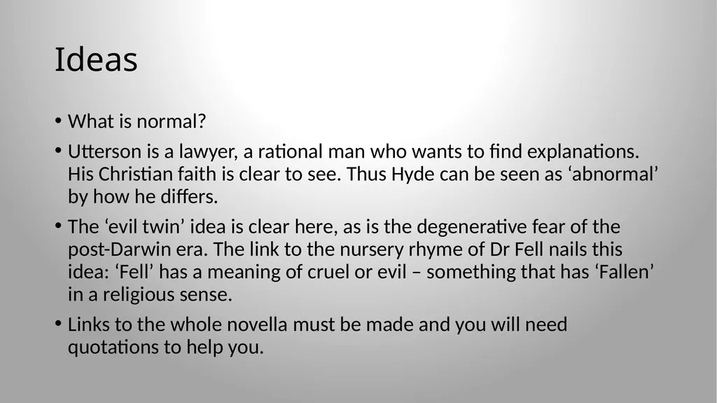 Dr Jekyll and Mr Hyde: Contexts Wednesday, 17 - slide 16 of 20