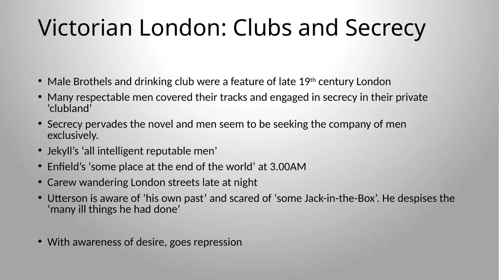 Dr Jekyll and Mr Hyde: Contexts Wednesday, 17 - slide 10 of 20