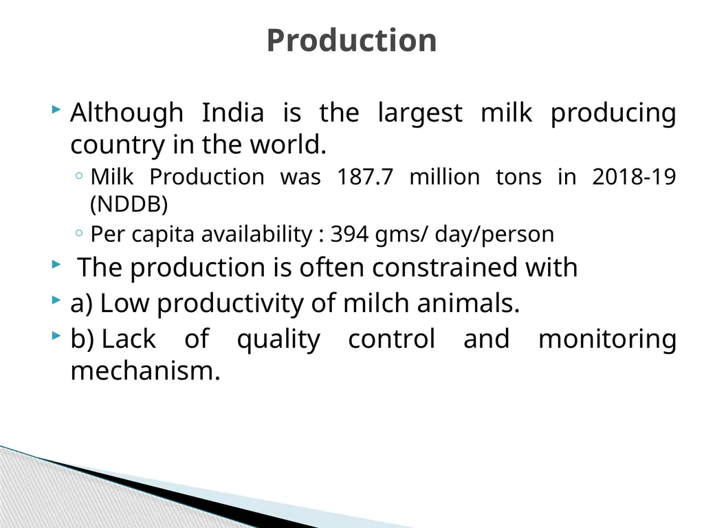 CHARACTERISTICS OF INDIAN DAIRY PROCESSING AND - slide 4 of 13