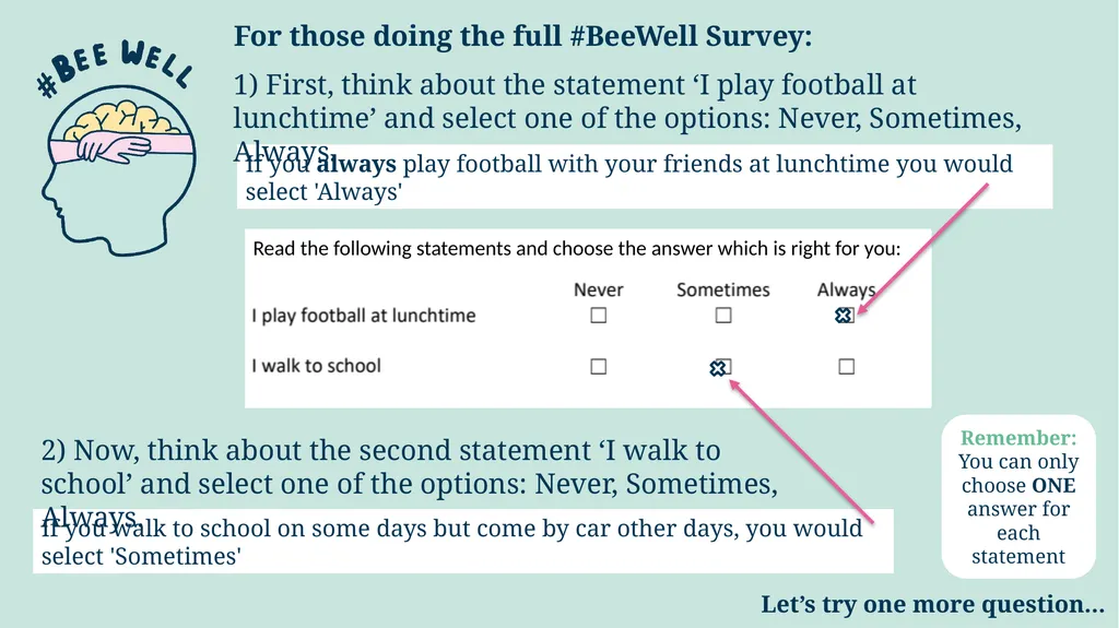 Introducing the #BeeWell Survey This is a project - slide 6 of 14