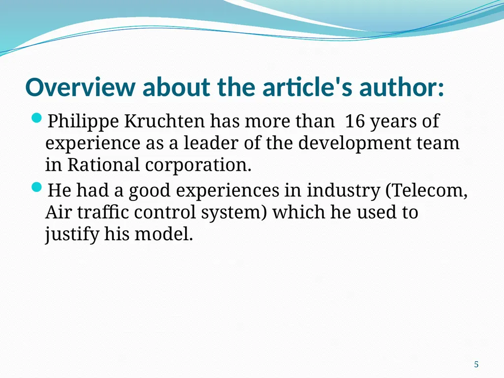 4+1 View Model of Software Architecture Presented - slide 5 of 28