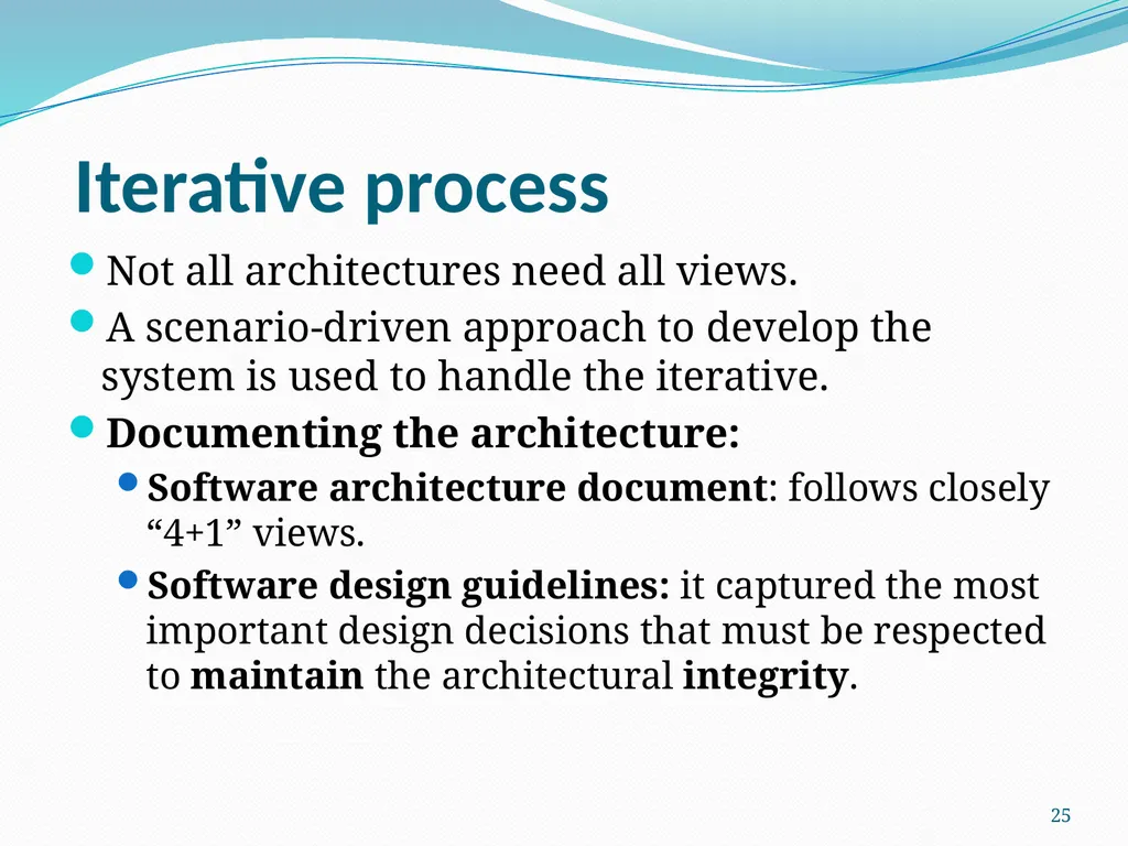4+1 View Model of Software Architecture Presented - slide 25 of 28