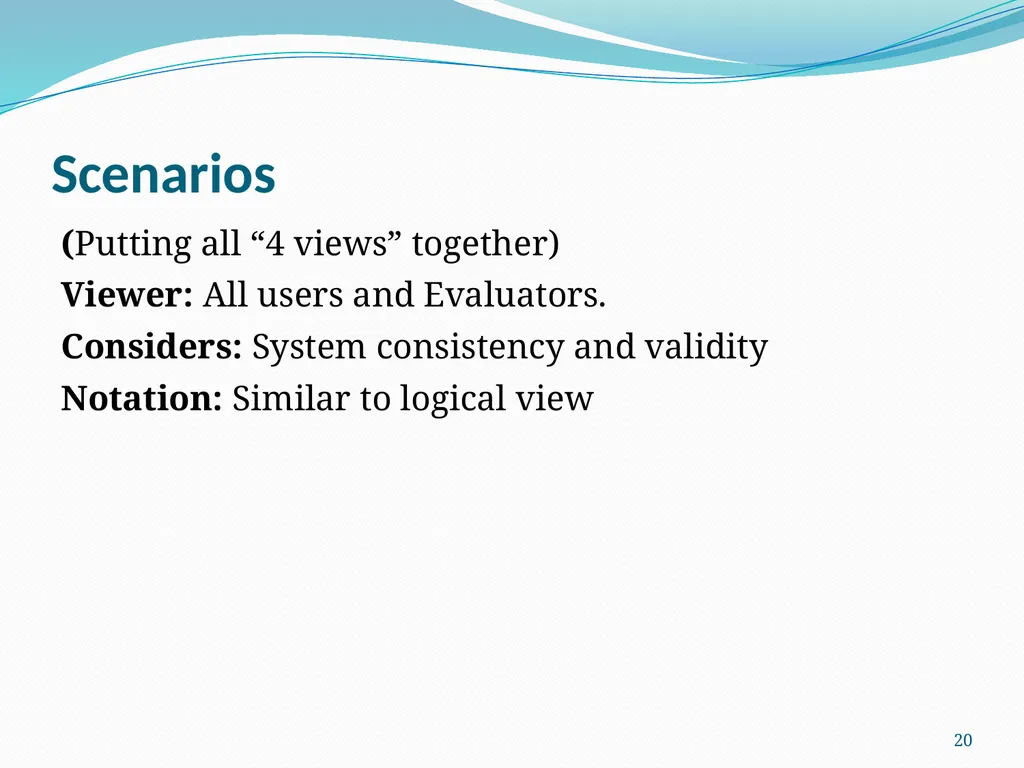 4+1 View Model of Software Architecture Presented - slide 20 of 28